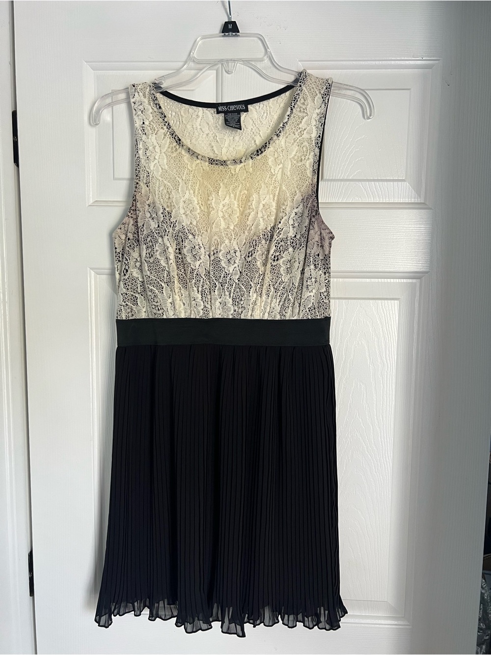 Miss Chievous Cream Lace Bodice with Black Pleated Skirt Dress